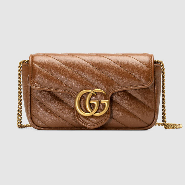 GG Marmont matelassé super mini bag Brown leather Hover Image