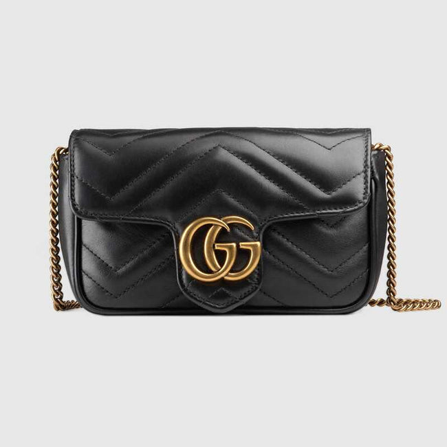 GG Marmont matelassé leather super mini bag Black leather Hover Image