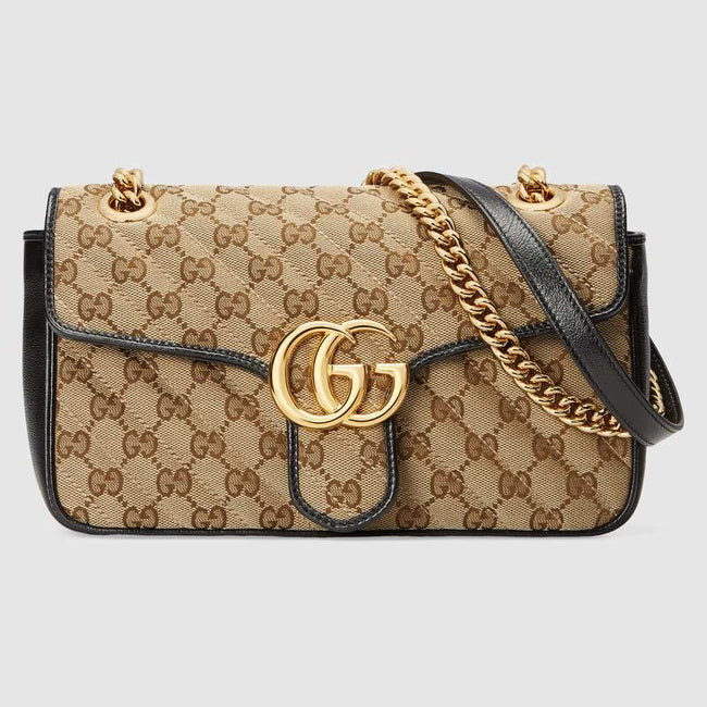 GG Marmont small shoulder bag Black leather Hover Image