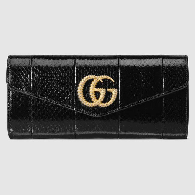 Broadway snakeskin clutch with Double G Black snakeskin Hover Image